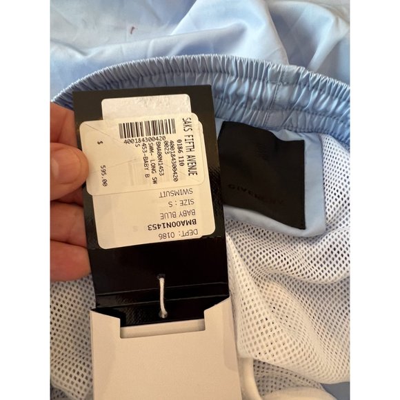 Givenchy Mens 4G Long Small Swim Shorts Baby Blue - Picture 2 of 7